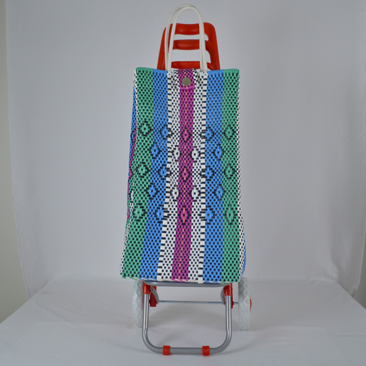 Carrito de mandado artesanal multcolor tejido a mano