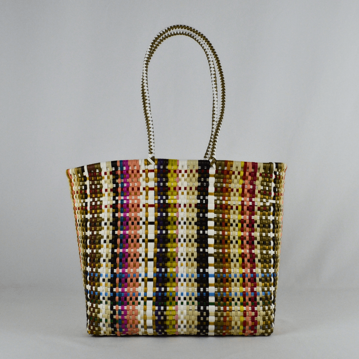 Tote artesanal tamaño grande multicolor 7 tejido a mano
