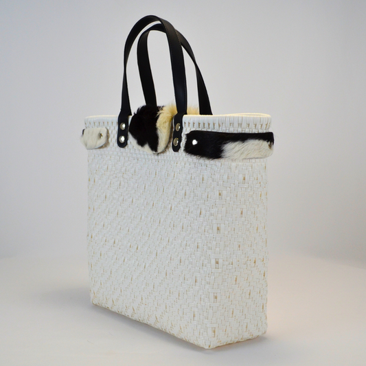 tote artesanal piel México edición Cow Furry color negro vista lateral