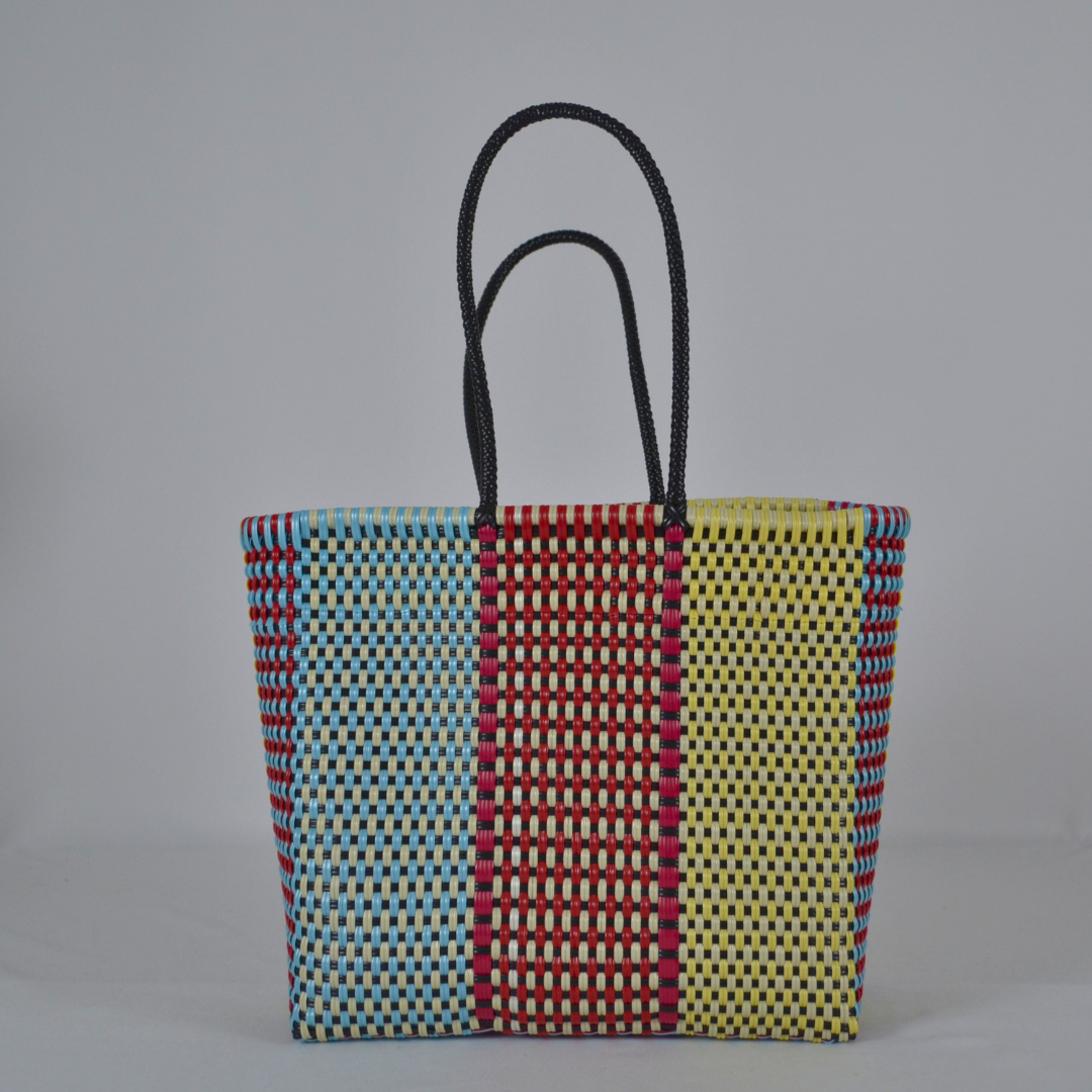 Tote Artesanal Tamaño Grande Multicolor Tejida a Mano