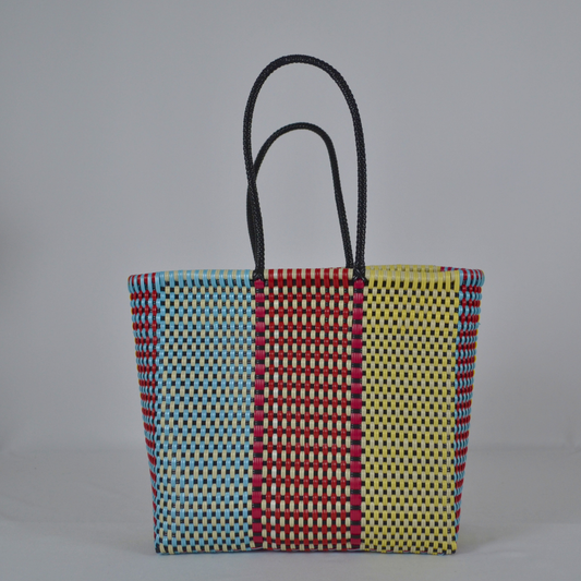 Tote Artesanal Tamaño Grande Multicolor Tejida a Mano