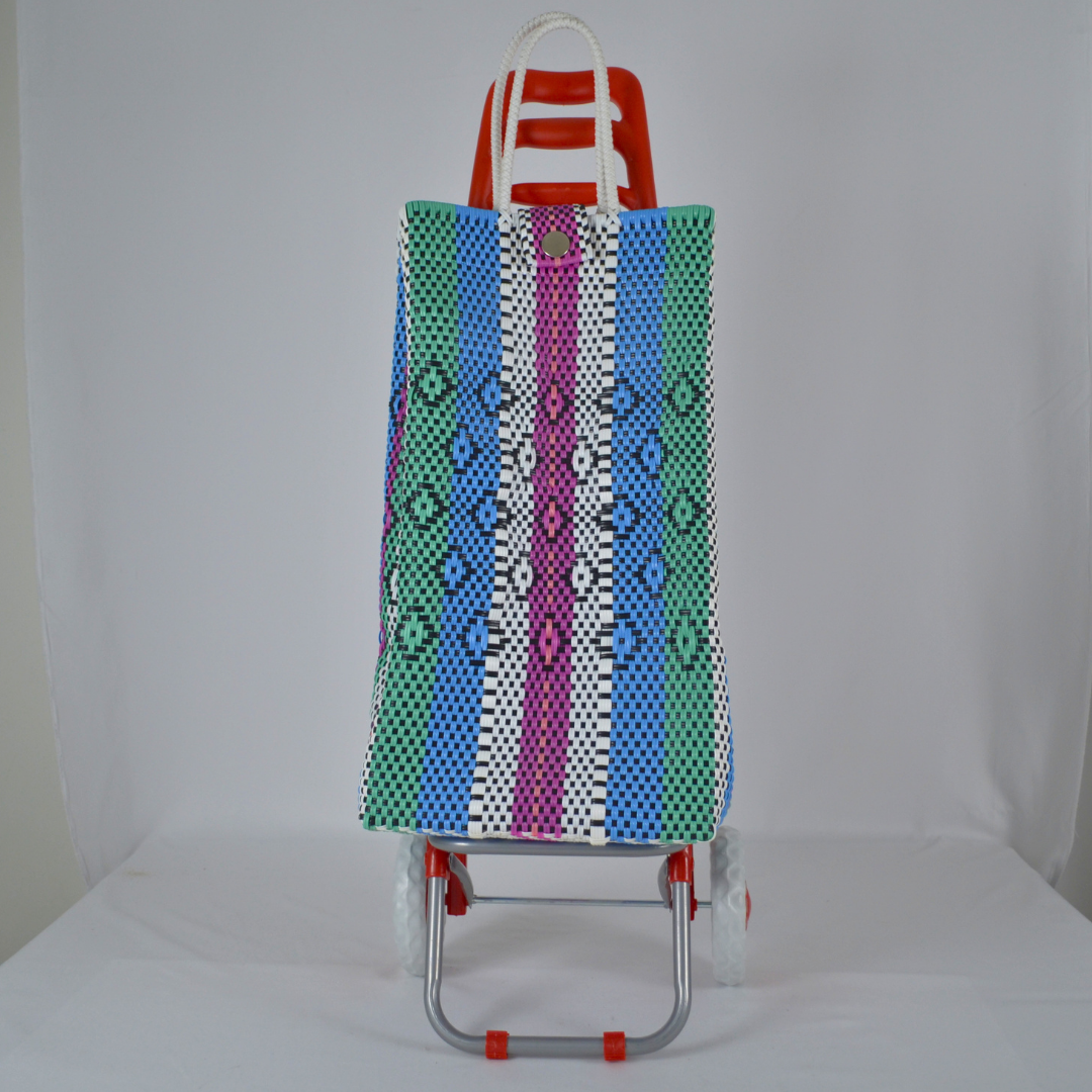 Carrito de mandado artesanal multcolor tejido a mano