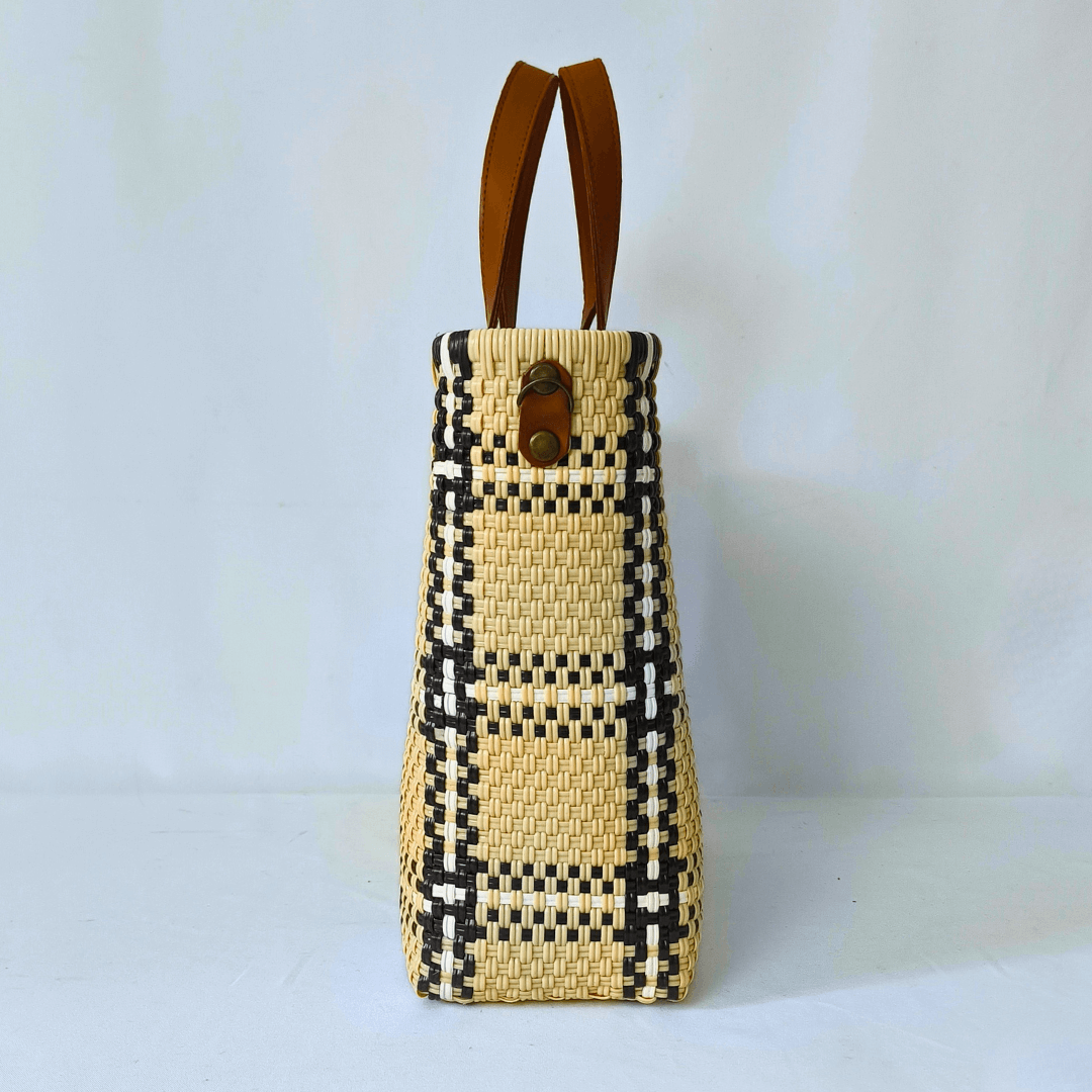 Tote Clásica mediano con Asa piel - Bolsa Artesanal Mx