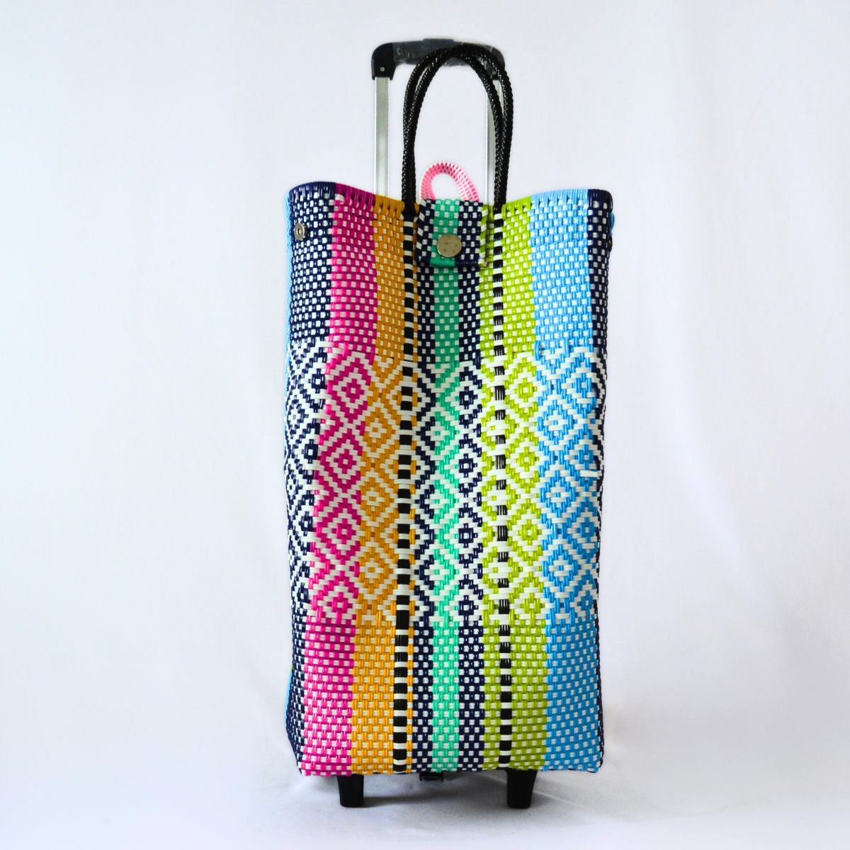 Carrito para mandado artesanal verde multicolor con estructura de aluminio