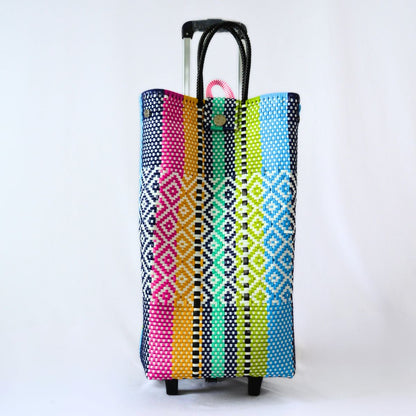 Carrito para mandado artesanal verde multicolor con estructura de aluminio