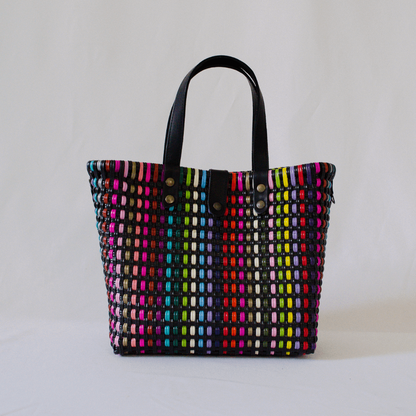 Tote Mediano de Piel Hecho en México bolsa artesanal tejida a mano con plástico reciclado LDPE