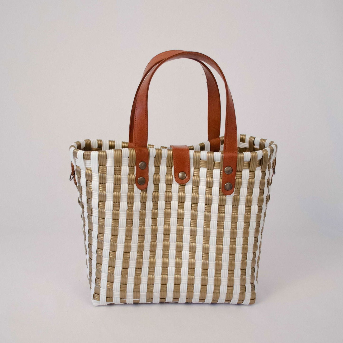 Tote Mediano de Piel Hecho en México bolsa artesanal tejida a mano con plástico reciclado LDPE