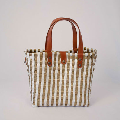 Tote Mediano de Piel Hecho en México bolsa artesanal tejida a mano con plástico reciclado LDPE