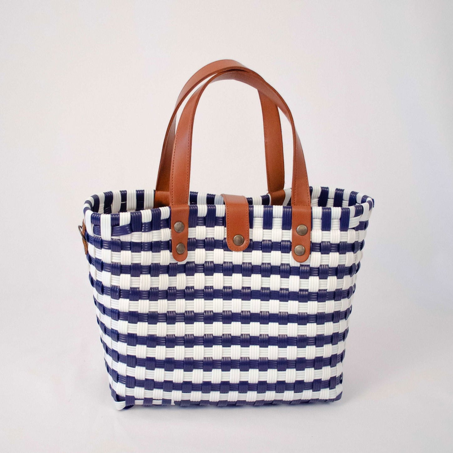 Tote Mediano de Piel Hecho en México bolsa artesanal tejida a mano con plástico reciclado LDPE