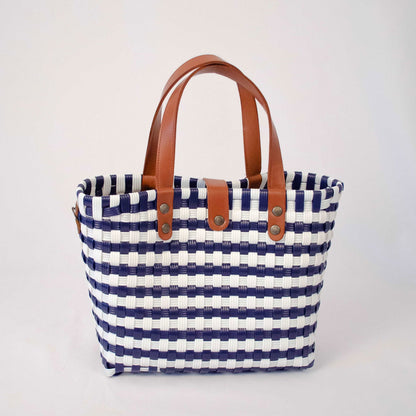 Tote Mediano de Piel Hecho en México bolsa artesanal tejida a mano con plástico reciclado LDPE