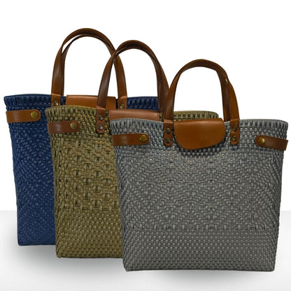 Tote grande piel artesanal México | Diseño resistente y Tote grande piel artesanal México, bolsa sostenible y única tejida a mano