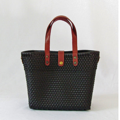 Tote Mediano de Piel Hecho en México bolsa artesanal tejida a mano con plástico reciclado LDPE