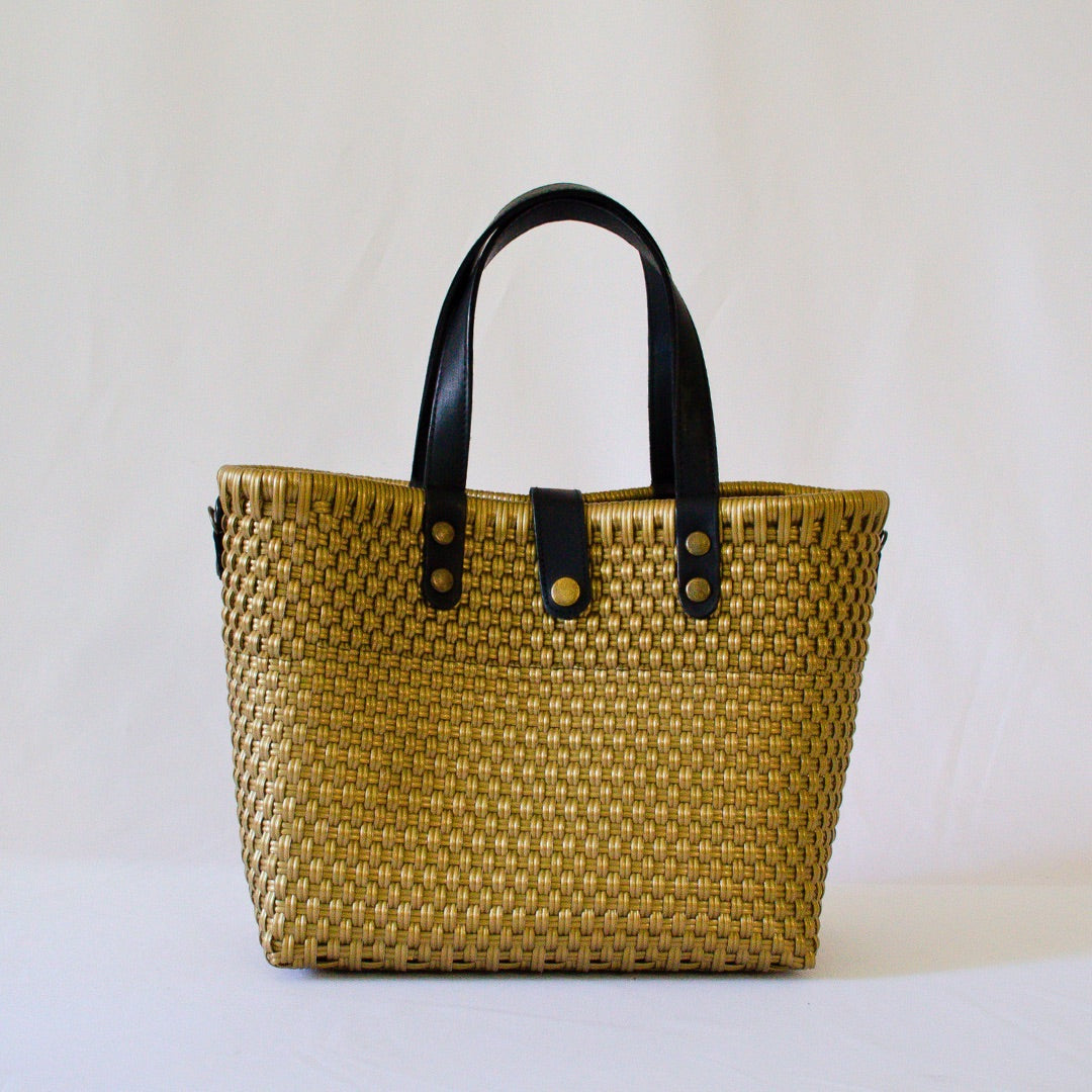 Tote Mediano de Piel Hecho en México bolsa artesanal tejida a mano con plástico reciclado LDPE