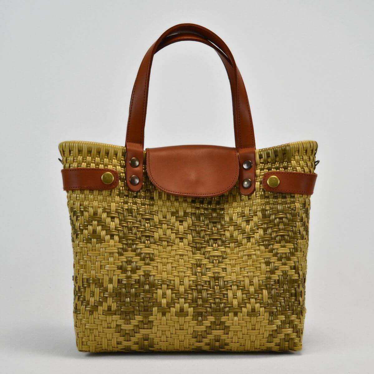 Tote Mediano de Piel Hecho en México bolsa artesanal tejida a mano con plástico reciclado LDPE