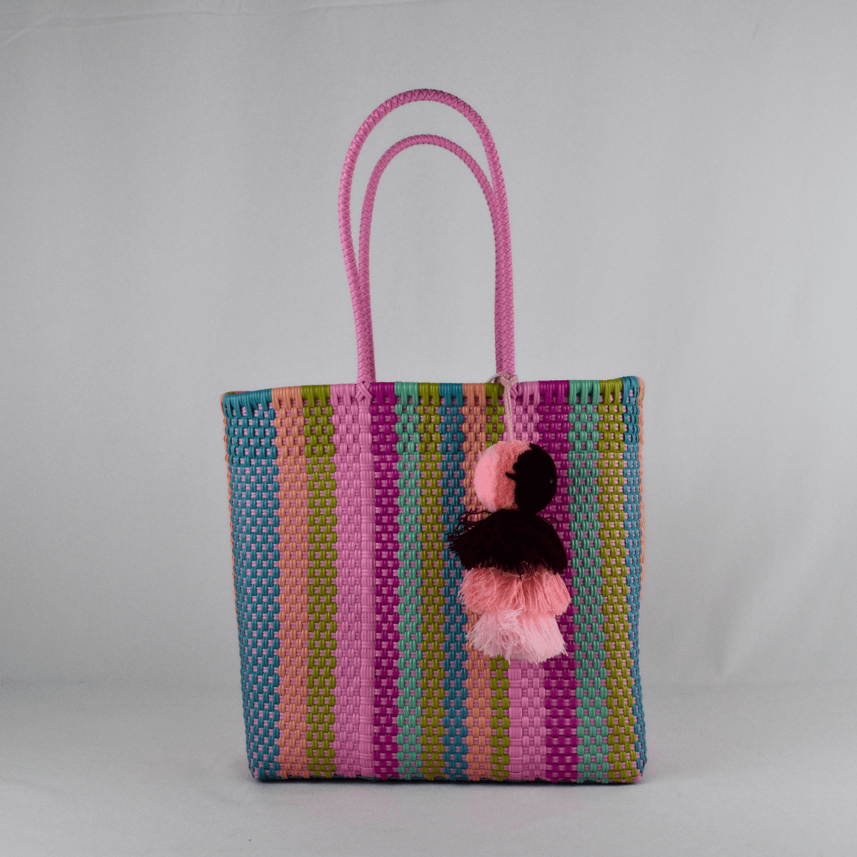 Tote artesanal tamaño grande multicolor 1 tejido a mano