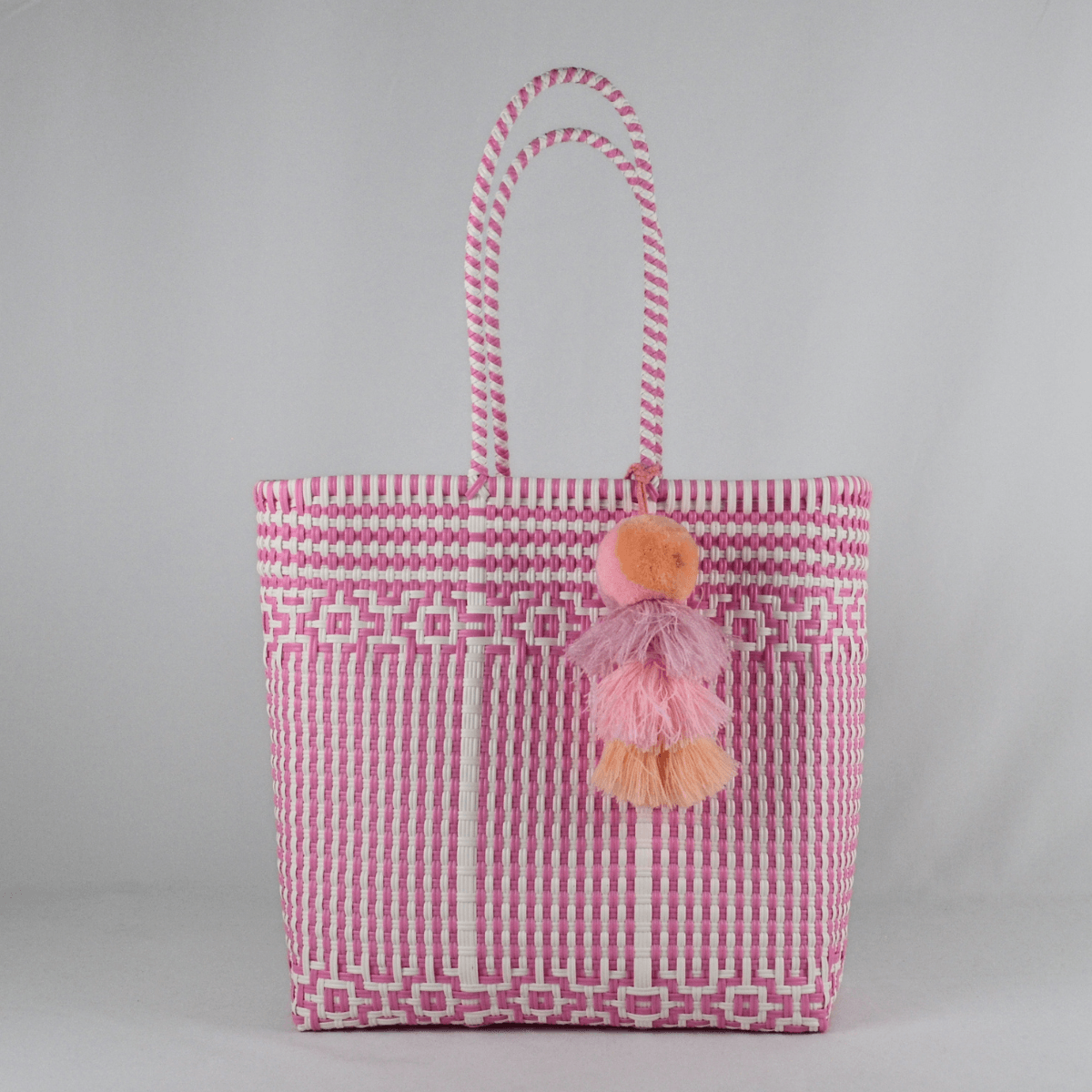 Tote artesanal tamaño grande multicolor 3 tejido a mano