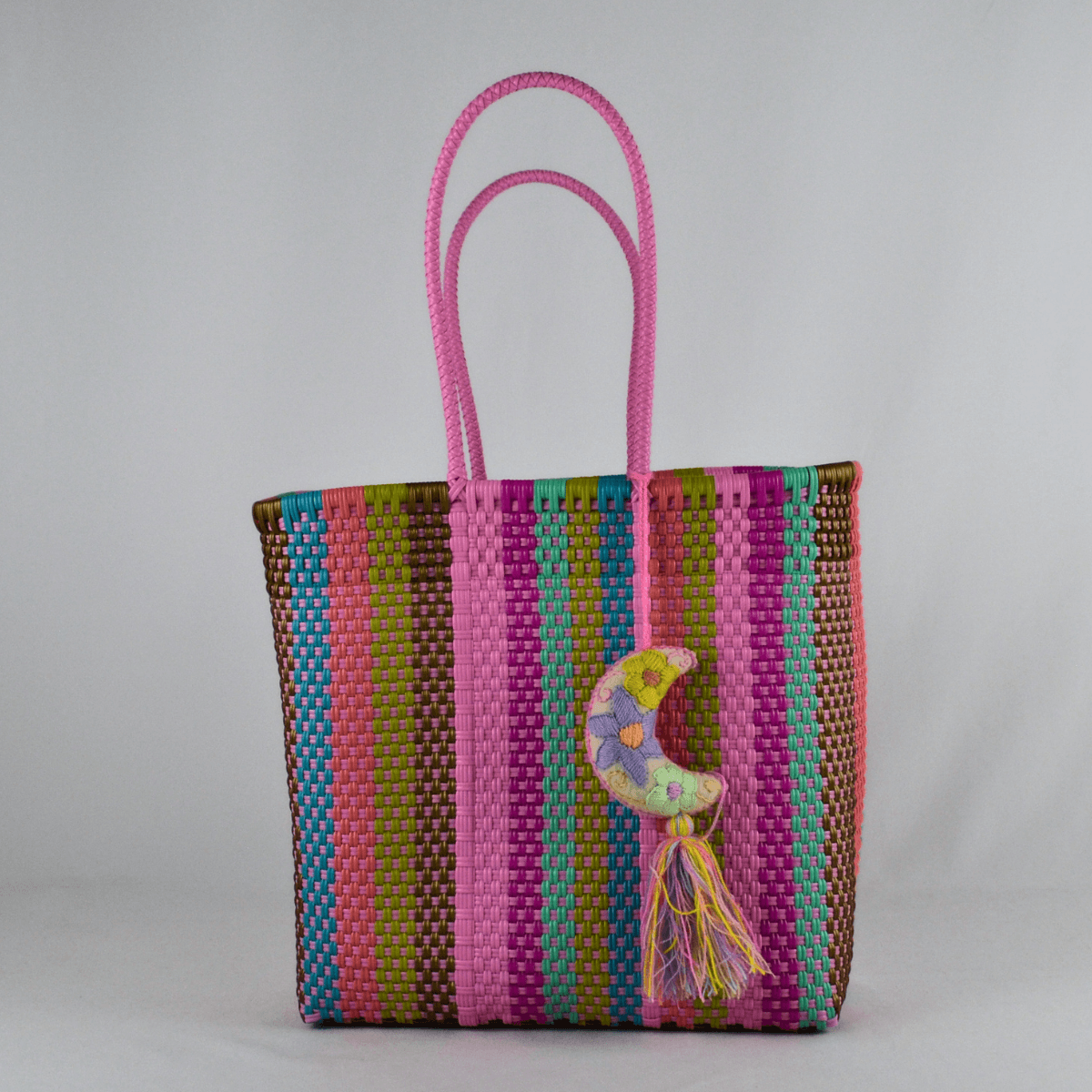 Tote artesanal tamaño grande multicolor 5 tejido a mano
