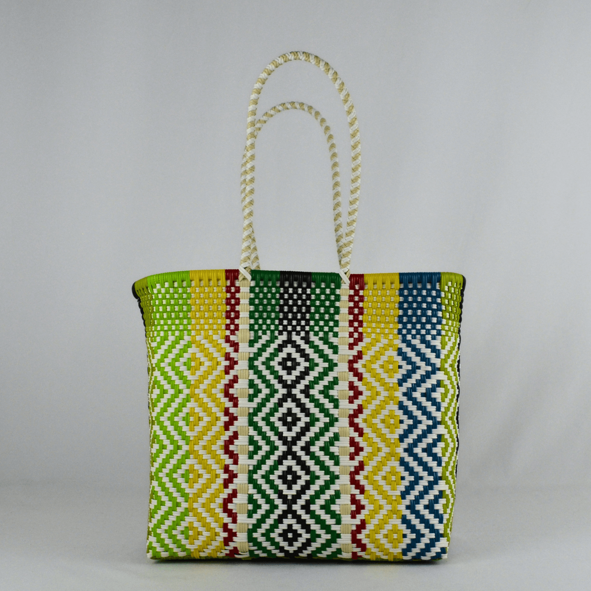 Tote artesanal tamaño grande multicolor 2 tejido a mano