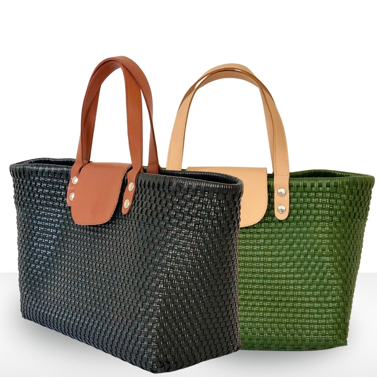 Tote grande piel artesanal México, bolsa sostenible y única tejida a mano