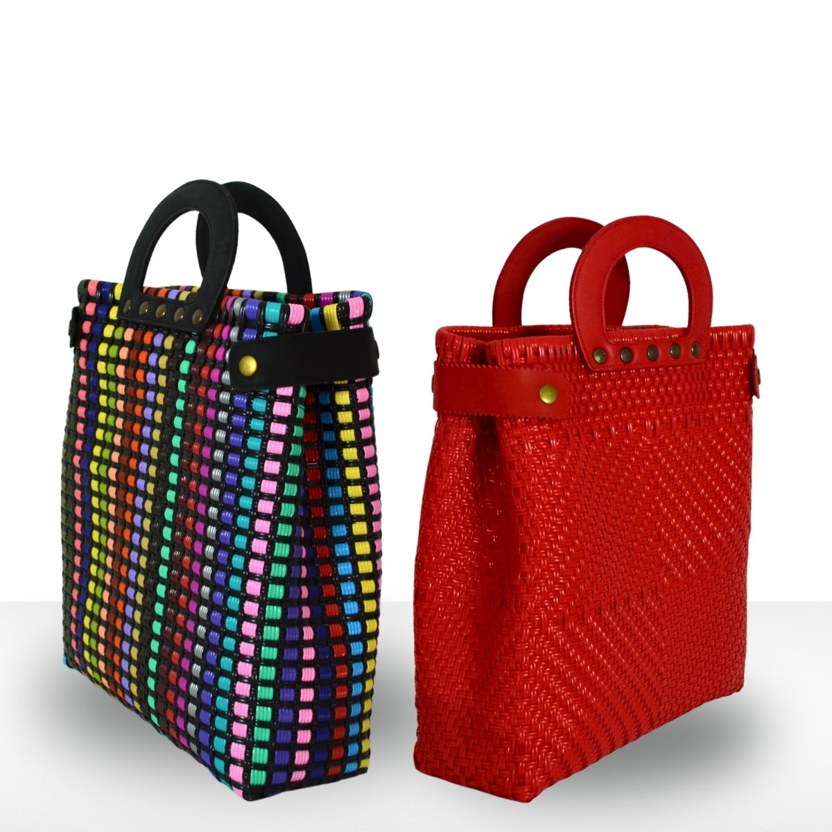 Tote grande piel artesanal México, bolsa sostenible y única tejida a mano