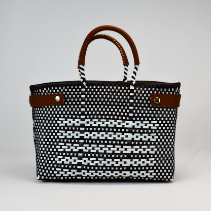 Tote grande piel artesanal México, bolsa sostenible y única tejida a mano