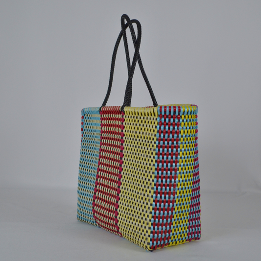 Tote Artesanal Tamaño Grande Multicolor Tejida a Mano