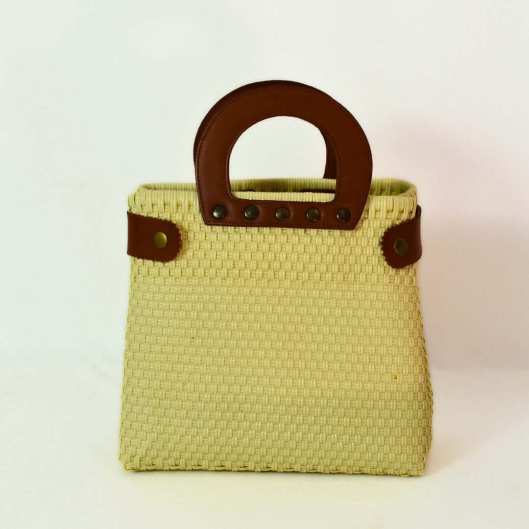 Tote Mediano de Piel Hecho en México bolsa artesanal tejida a mano con plástico reciclado LDPE