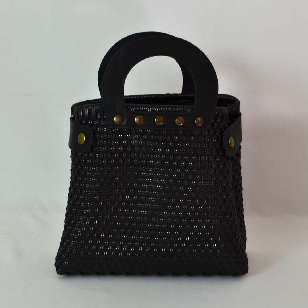 Tote Mediano de Piel Hecho en México bolsa artesanal tejida a mano con plástico reciclado LDPE