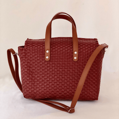 Lonchera Mediano Asa Piel con correa - Bolsa Artesanal Mx