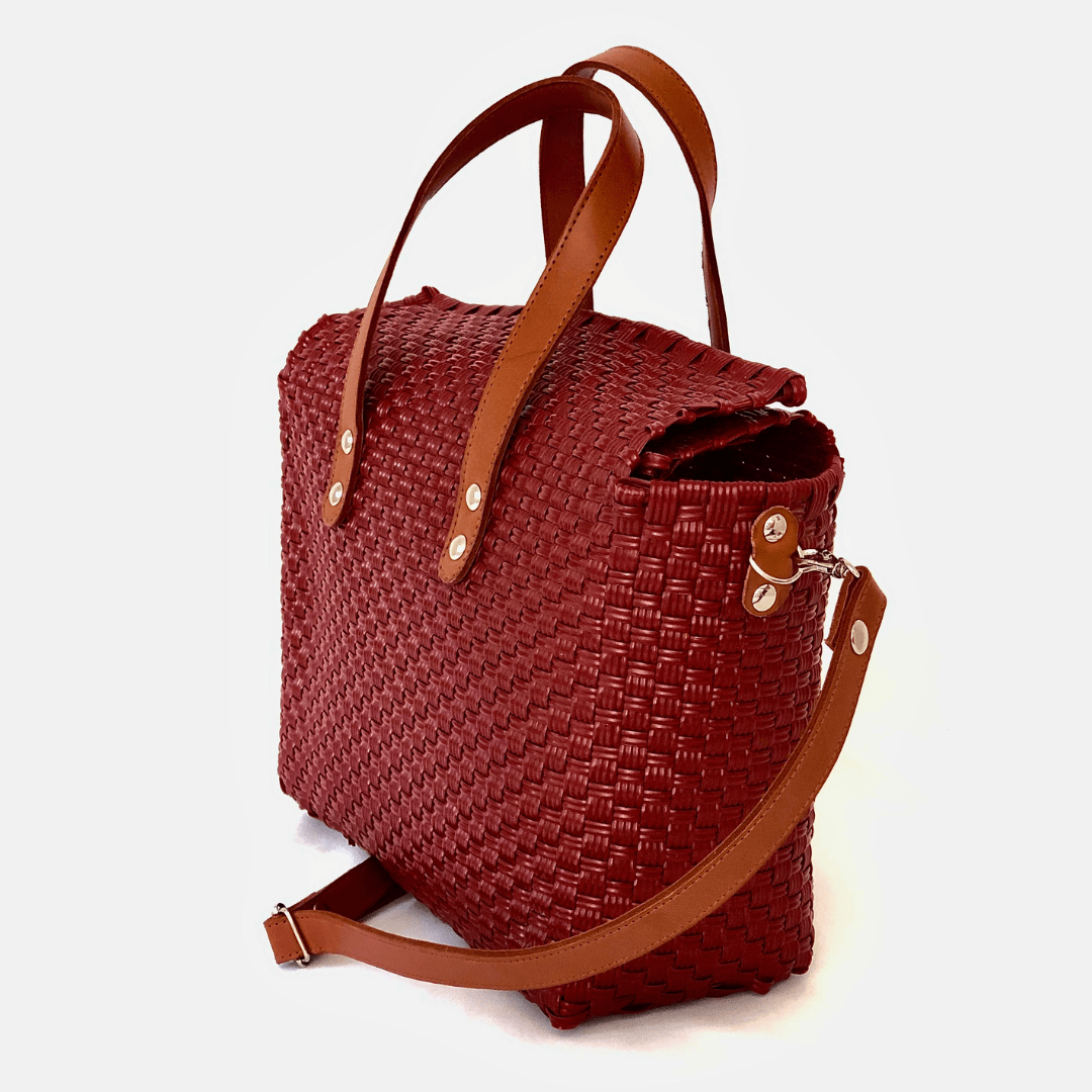 Lonchera Mediano Asa Piel con correa - Bolsa Artesanal Mx