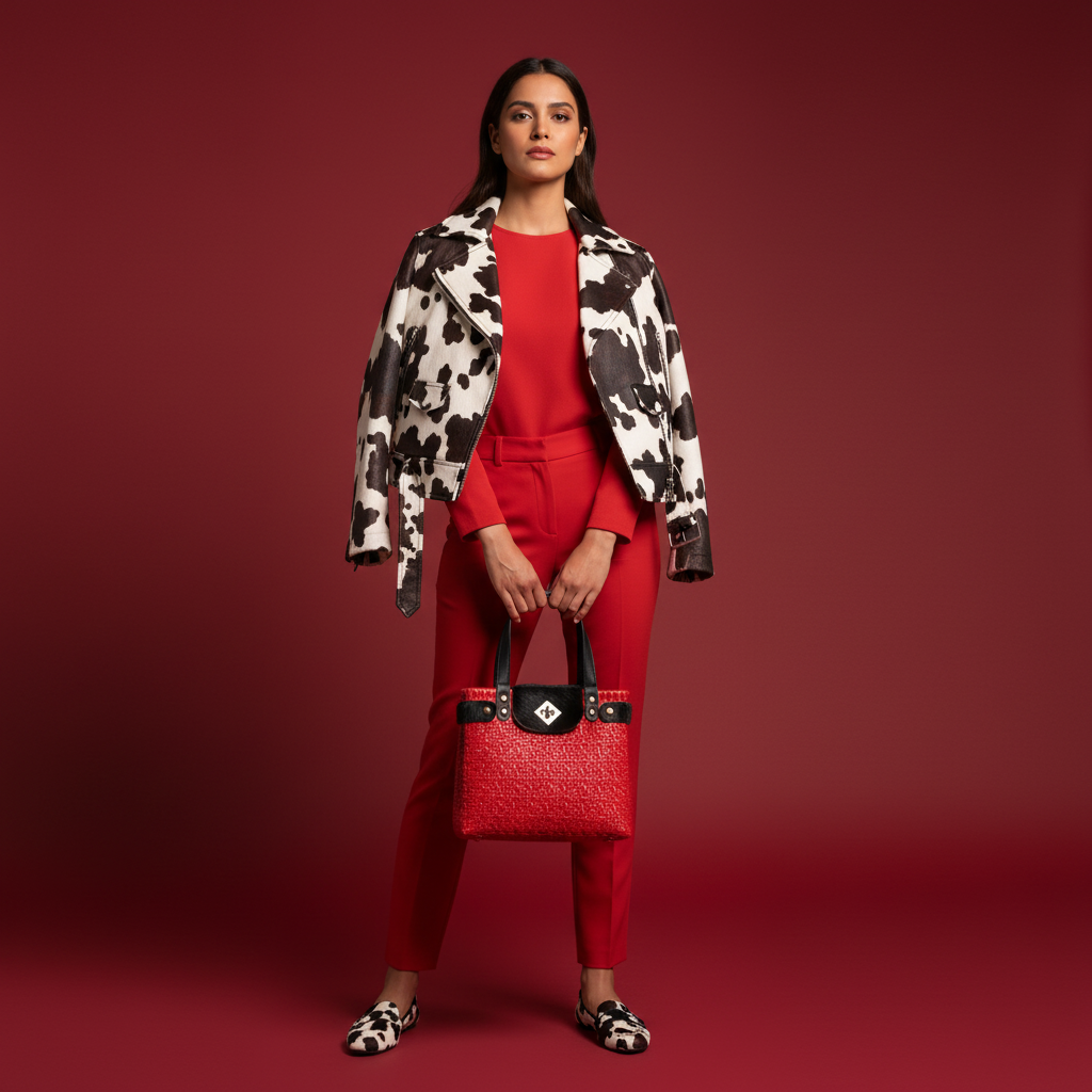 Modelo mexicana fondo rojo estudio