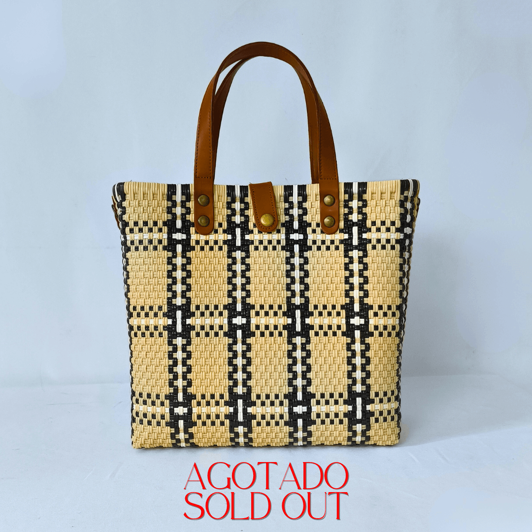 Tote Clásica mediano con Asa piel - Bolsa Artesanal Mx