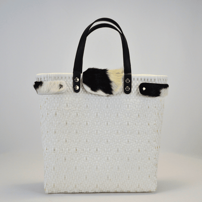 Tote artesanal piel México | Edición Cow Furry hecha a mano - Bolsa Artesanal MX | Bolsas Hechas a Mano con Impacto Social