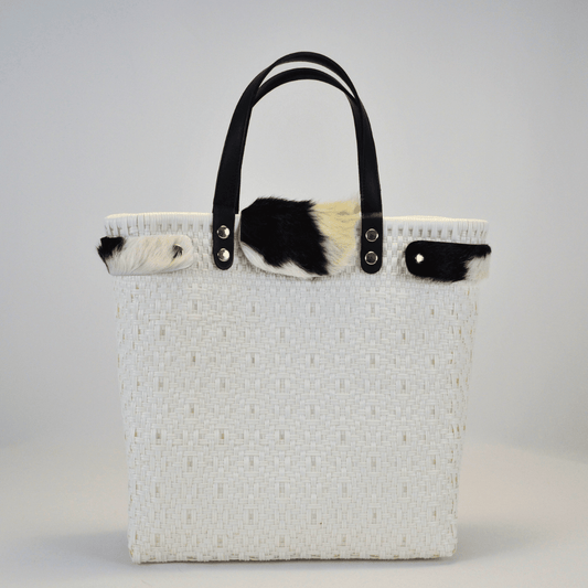 Tote artesanal piel México | Edición Cow Furry hecha a mano - Bolsa Artesanal MX | Bolsas Hechas a Mano con Impacto Social