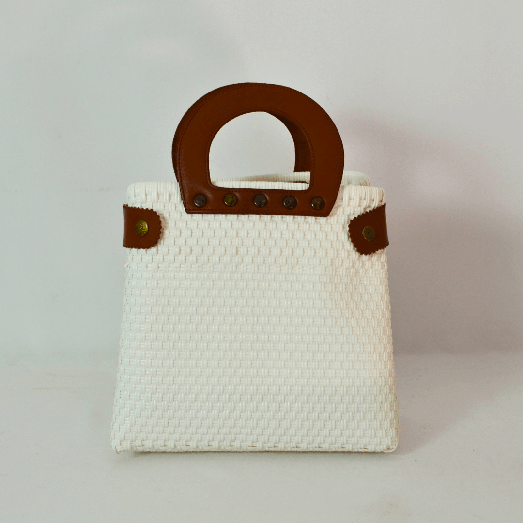 Tote Mediano de Piel Hecho en México bolsa artesanal tejida a mano con plástico reciclado LDPE