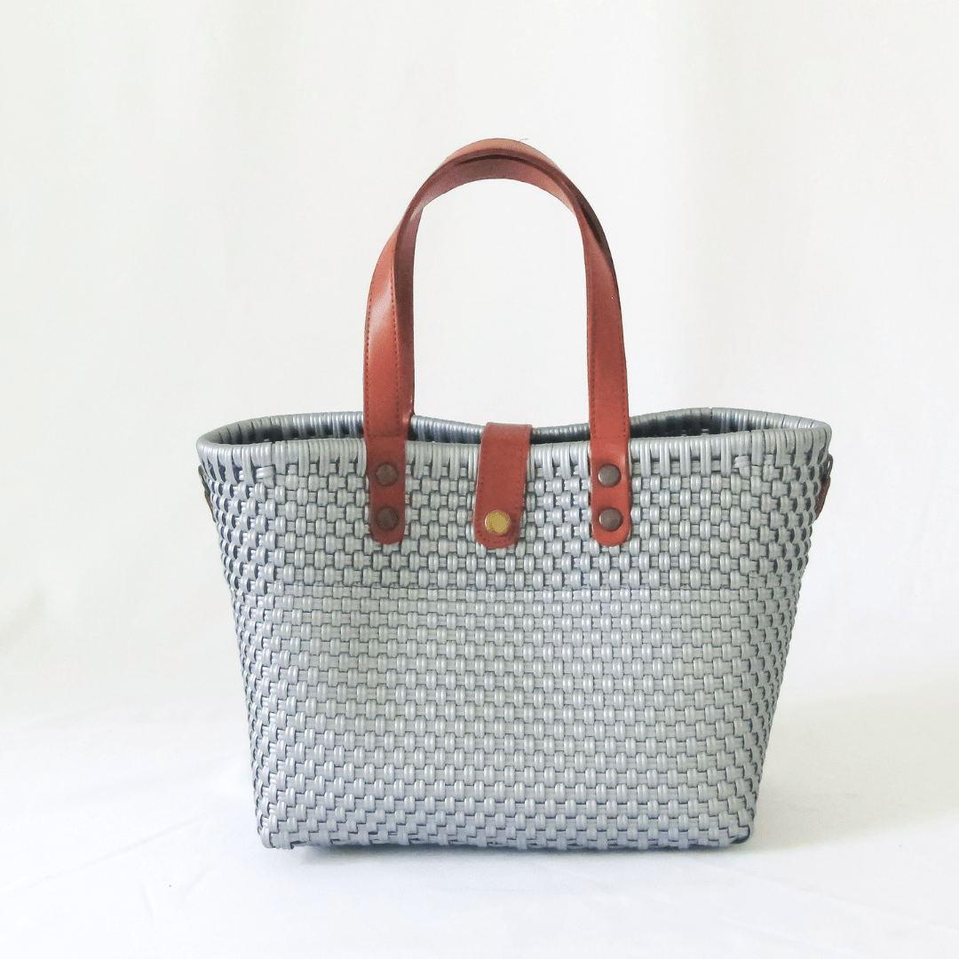 Tote Mediano Asa Piel Café - Bolsa Artesanal Mx