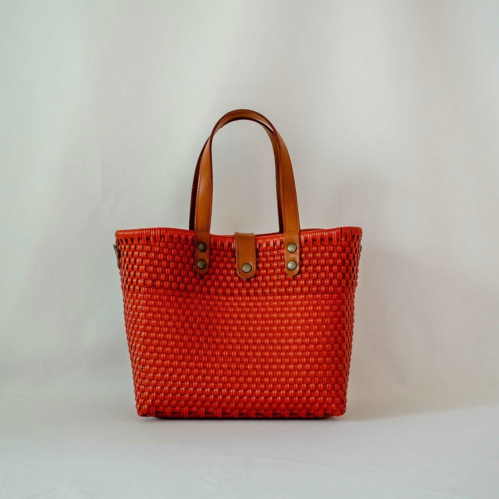 Tote Mediano Asa Piel Café - Bolsa Artesanal Mx