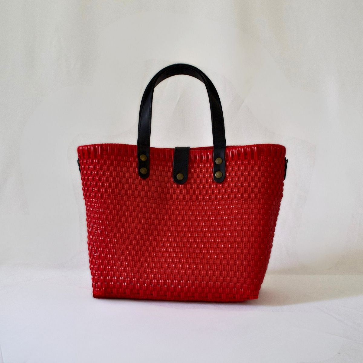 Tote Mediano Asa Piel Rojo – Tote Mediano de Piel Hecho en México